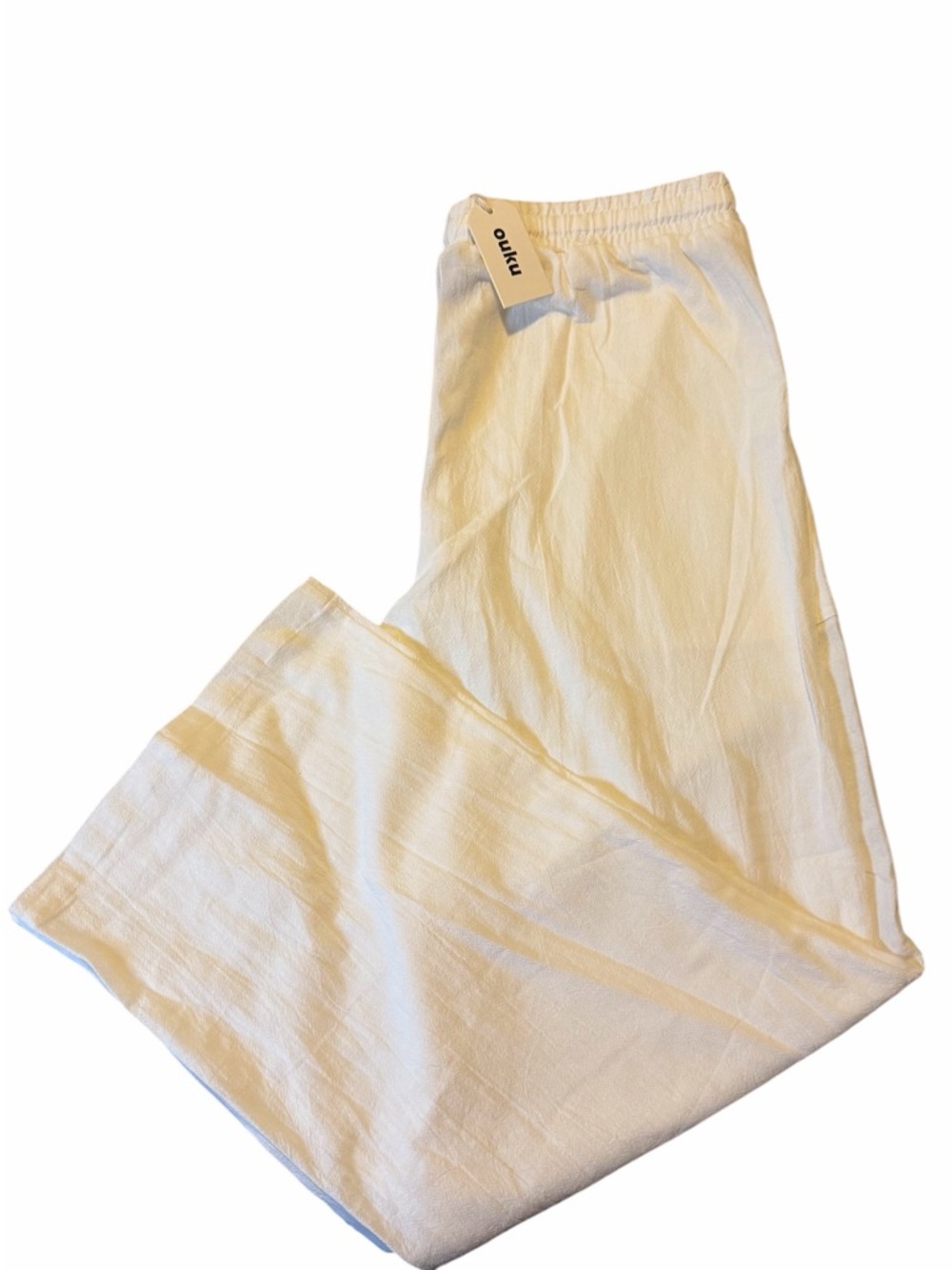 OUKU Men's Lightweight White Lounge Pants